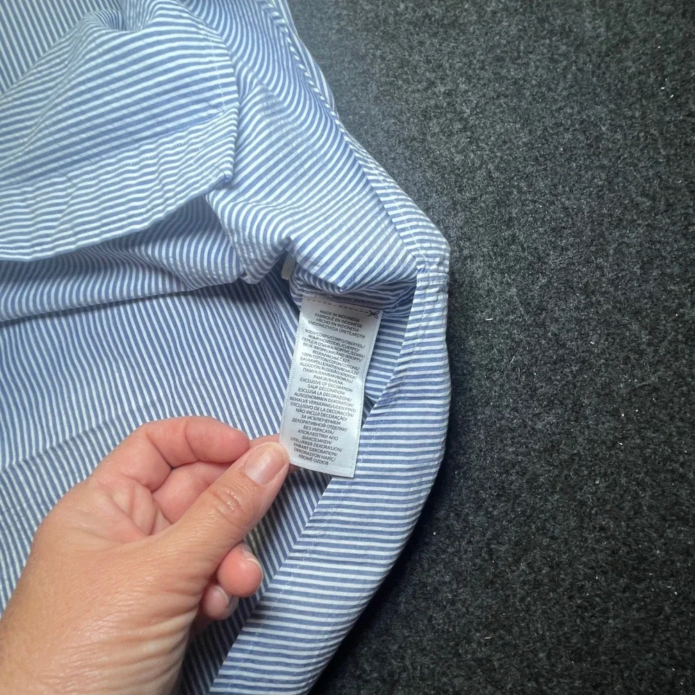 Polo Ralph Lauren Button Down Mens L Blue New Seersucker Stripe Classic Fit